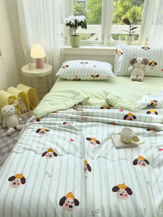 91家纺网 家纺一手货源 找家纺 丝芙妮家居（原乐视家纺） 2025春夏新款针织棉卡通印花夏被夏凉被空调被 哈基米