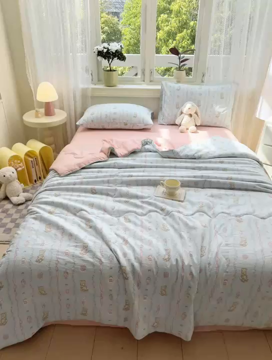 91家纺网 家纺一手货源 找家纺 丝芙妮家居（原乐视家纺） 2025春夏新款针织棉卡通印花夏被夏凉被空调被 露西娅