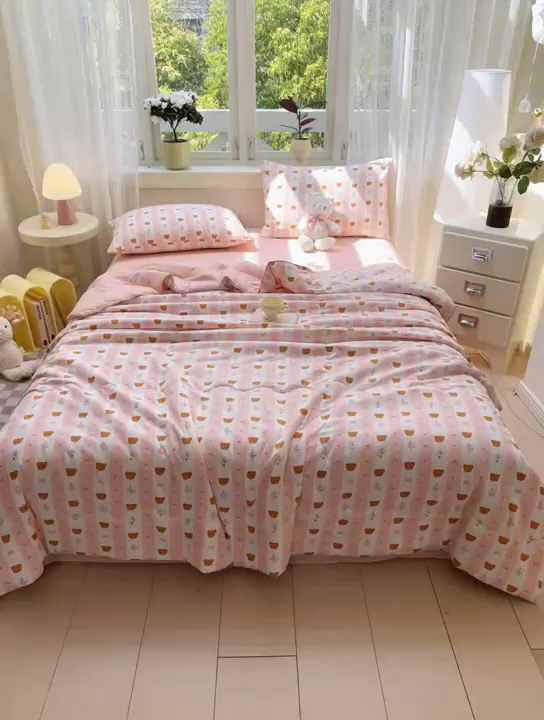 91家纺网 家纺一手货源 找家纺 丝芙妮家居（原乐视家纺） 2025春夏新款针织棉卡通印花夏被夏凉被空调被 起司熊