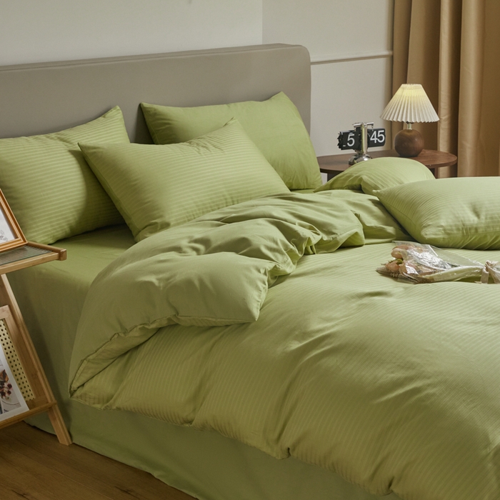 91家纺网 家纺一手货源 找家纺 眠博士 2025新款60贡缎提花四件套 60贡缎-提花豆绿