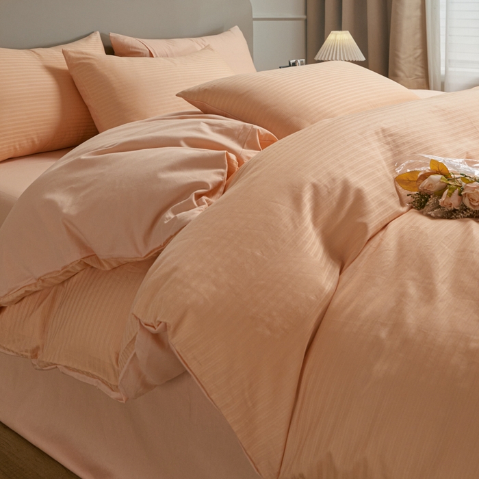 91家纺网 家纺一手货源 找家纺 眠博士 2025新款60贡缎提花四件套 60贡缎-提花橘粉