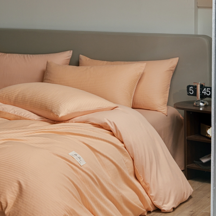 91家纺网 家纺一手货源 找家纺 眠博士 2025新款60贡缎提花四件套 60贡缎-提花橘粉