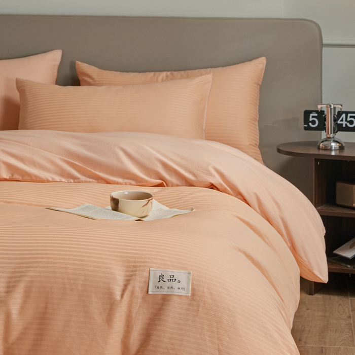 91家纺网 家纺一手货源 找家纺 眠博士 2025新款60贡缎提花四件套 60贡缎-提花橘粉