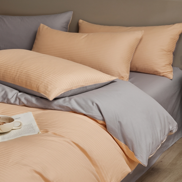 眠博士 2025新款60贡缎提花四件套 60贡缎-提花橘粉+灰