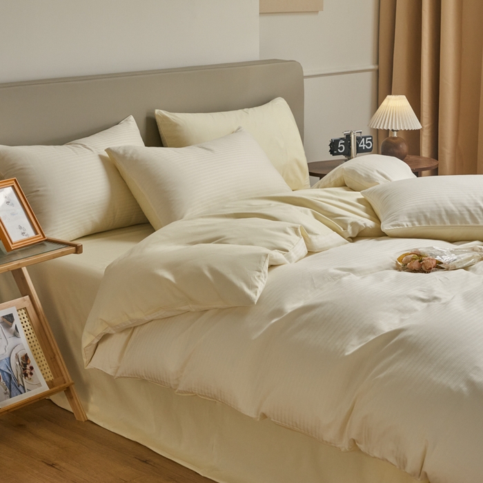 91家纺网 家纺一手货源 找家纺 眠博士 2025新款60贡缎提花四件套 60贡缎-提花雅白