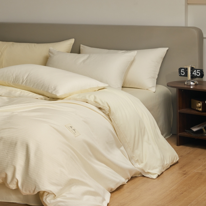 91家纺网 家纺一手货源 找家纺 眠博士 2025新款60贡缎提花四件套 60贡缎-提花雅白