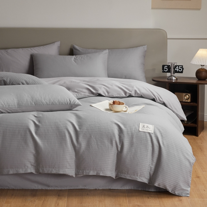 91家纺网 家纺一手货源 找家纺 眠博士 2025新款60贡缎提花四件套 60贡缎-提花雅灰