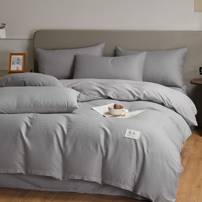 91家纺网 家纺一手货源 找家纺 眠博士 2025新款60贡缎提花四件套 60贡缎-提花雅灰