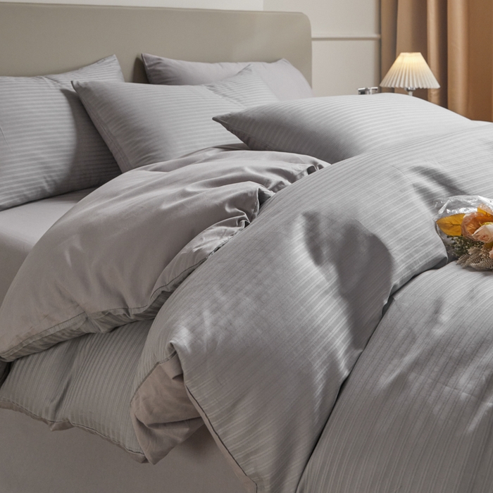 91家纺网 家纺一手货源 找家纺 眠博士 2025新款60贡缎提花四件套 60贡缎-提花雅灰