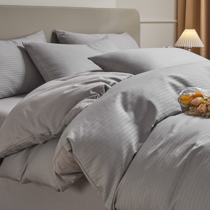 91家纺网 家纺一手货源 找家纺 眠博士 2025新款60贡缎提花四件套 60贡缎-提花雅灰