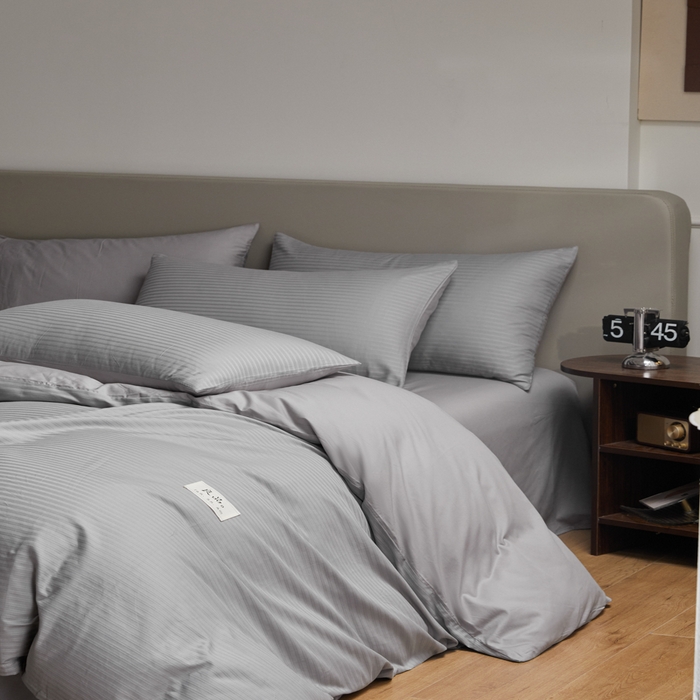 91家纺网 家纺一手货源 找家纺 眠博士 2025新款60贡缎提花四件套 60贡缎-提花雅灰