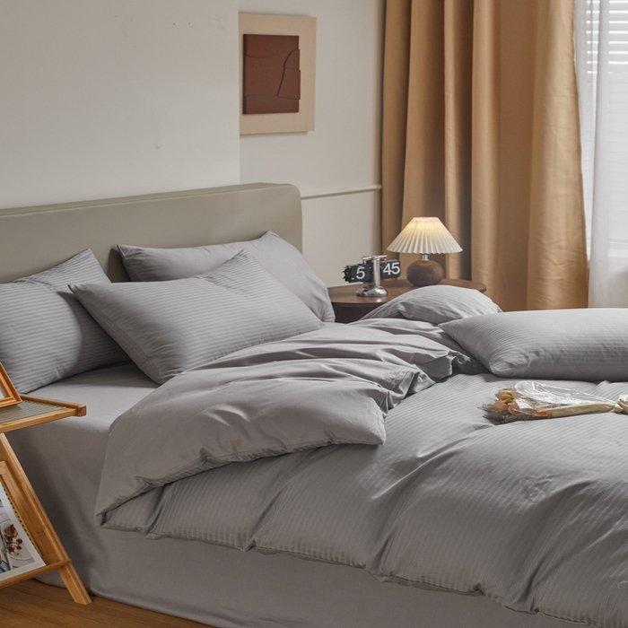 91家纺网 家纺一手货源 找家纺 眠博士 2025新款60贡缎提花四件套 60贡缎-提花雅灰