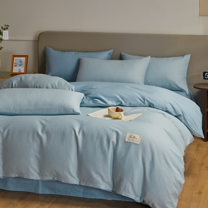 91家纺网 家纺一手货源 找家纺 眠博士 2025新款60贡缎提花四件套 60贡缎-提花雅蓝