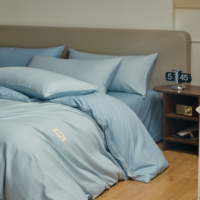 91家纺网 家纺一手货源 找家纺 眠博士 2025新款60贡缎提花四件套 60贡缎-提花雅蓝