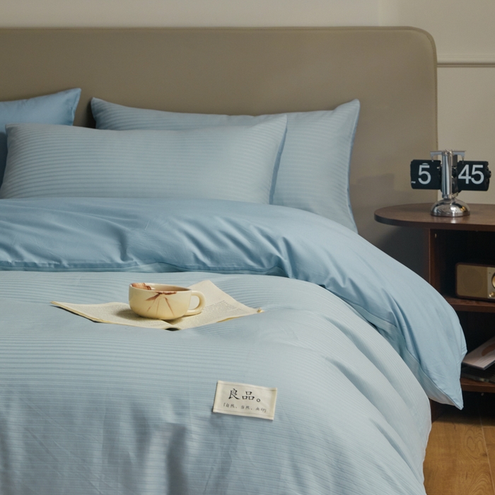 91家纺网 家纺一手货源 找家纺 眠博士 2025新款60贡缎提花四件套 60贡缎-提花雅蓝