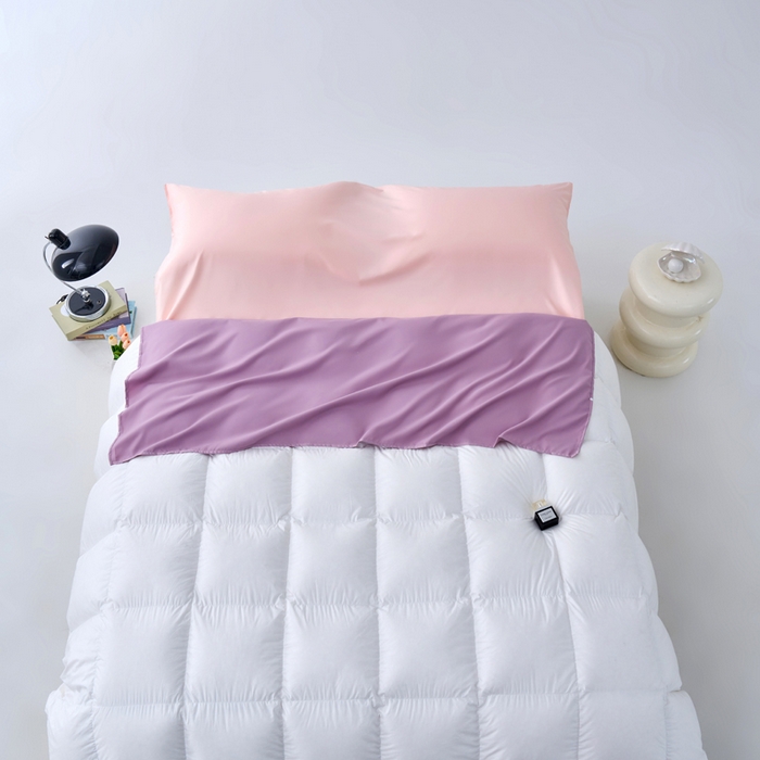 91家纺网 家纺一手货源 找家纺 爱彼家纺 2025新款夏季冰丝纯色旅行睡袋-系列一 睡袋-浅紫+粉