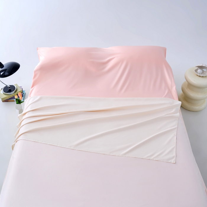 91家纺网 家纺一手货源 找家纺 爱彼家纺 2025新款夏季冰丝纯色旅行睡袋-系列一 睡袋-奶昔白+粉