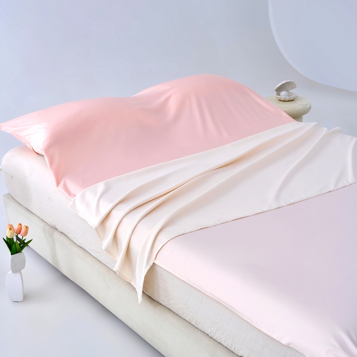 91家纺网 家纺一手货源 找家纺 爱彼家纺 2025新款夏季冰丝纯色旅行睡袋-系列一 睡袋-奶昔白+粉