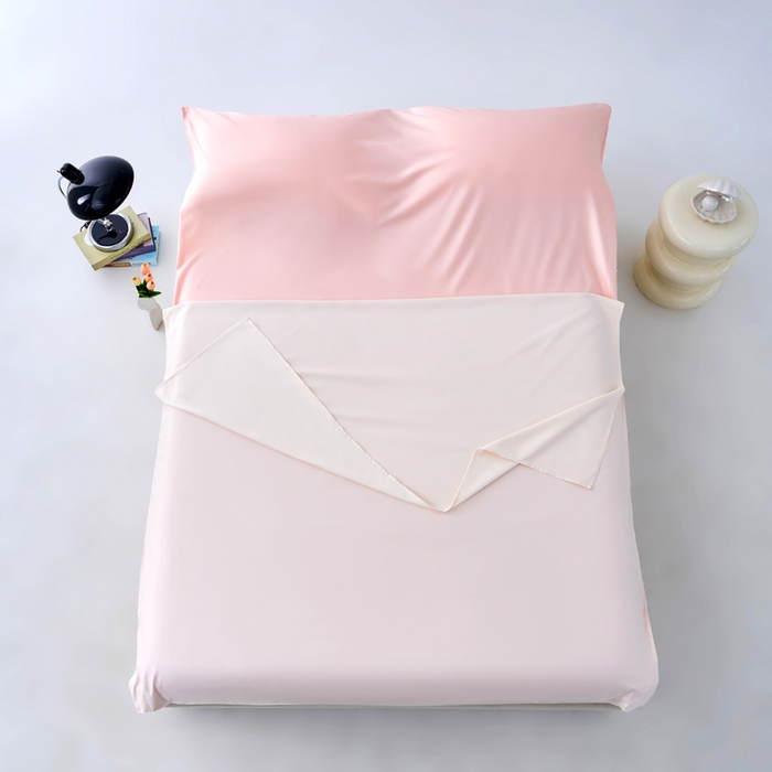 91家纺网 家纺一手货源 找家纺 爱彼家纺 2025新款夏季冰丝纯色旅行睡袋-系列一 睡袋-奶昔白+粉