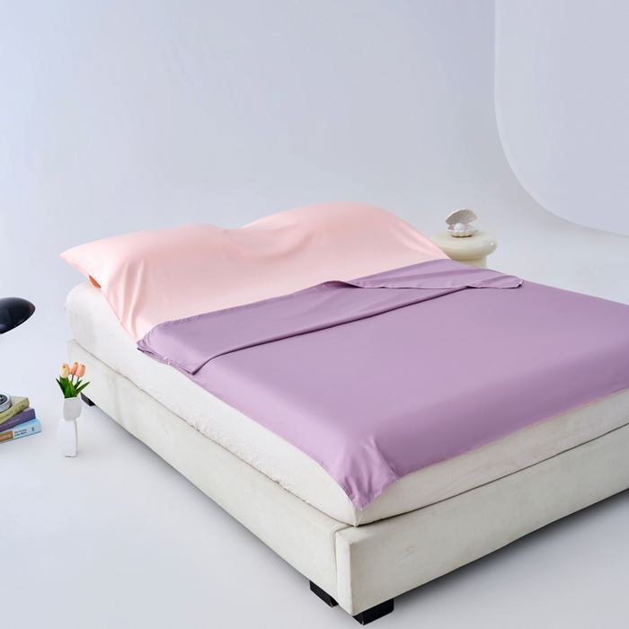 91家纺网 家纺一手货源 找家纺 爱彼家纺 2025新款夏季冰丝纯色旅行睡袋-系列一 睡袋-浅紫+粉