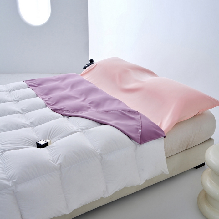 91家纺网 家纺一手货源 找家纺 爱彼家纺 2025新款夏季冰丝纯色旅行睡袋-系列一 睡袋-浅紫+粉
