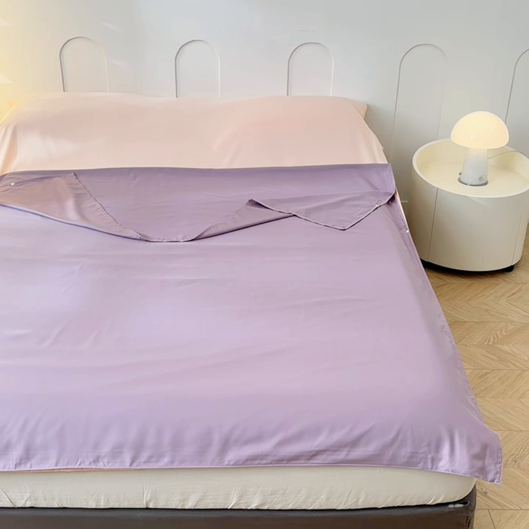 91家纺网 家纺一手货源 找家纺 爱彼家纺 2025新款夏季冰丝纯色旅行睡袋-系列一 睡袋-浅紫+粉