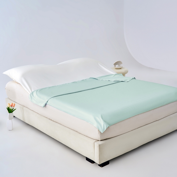 91家纺网 家纺一手货源 找家纺 爱彼家纺 2025新款夏季冰丝纯色旅行睡袋-系列一 睡袋-水绿+芝士