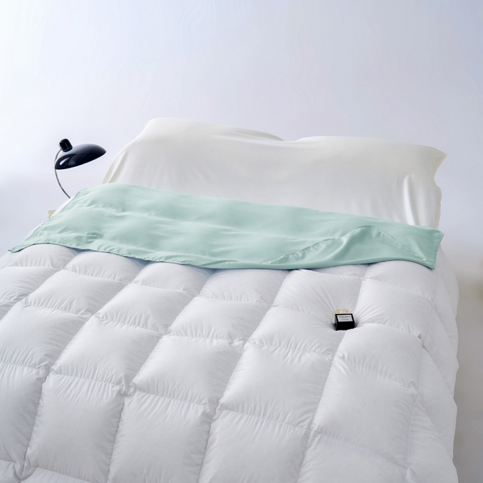 91家纺网 家纺一手货源 找家纺 爱彼家纺 2025新款夏季冰丝纯色旅行睡袋-系列一 睡袋-水绿+芝士