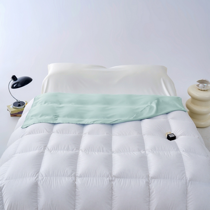 91家纺网 家纺一手货源 找家纺 爱彼家纺 2025新款夏季冰丝纯色旅行睡袋-系列一 睡袋-水绿+芝士