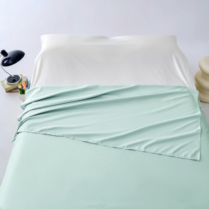 91家纺网 家纺一手货源 找家纺 爱彼家纺 2025新款夏季冰丝纯色旅行睡袋-系列一 睡袋-水绿+芝士