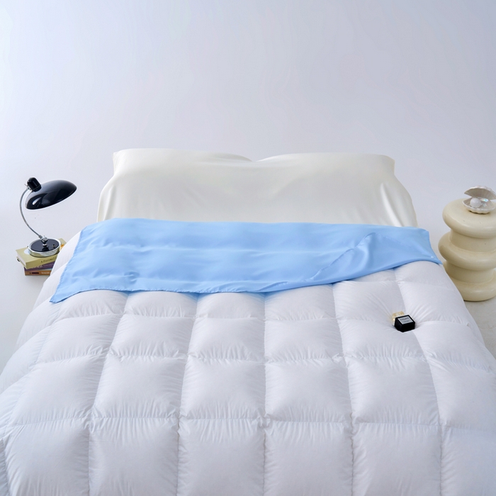 91家纺网 家纺一手货源 找家纺 爱彼家纺 2025新款夏季冰丝纯色旅行睡袋-系列一 睡袋-天蓝+芝士