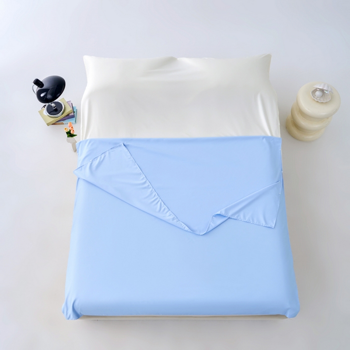 91家纺网 家纺一手货源 找家纺 爱彼家纺 2025新款夏季冰丝纯色旅行睡袋-系列一 睡袋-天蓝+芝士