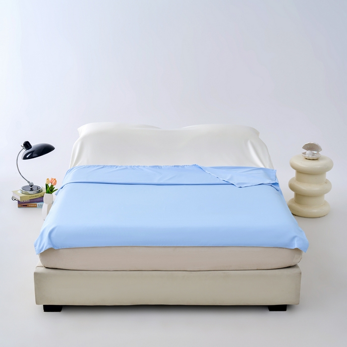 91家纺网 家纺一手货源 找家纺 爱彼家纺 2025新款夏季冰丝纯色旅行睡袋-系列一 睡袋-天蓝+芝士