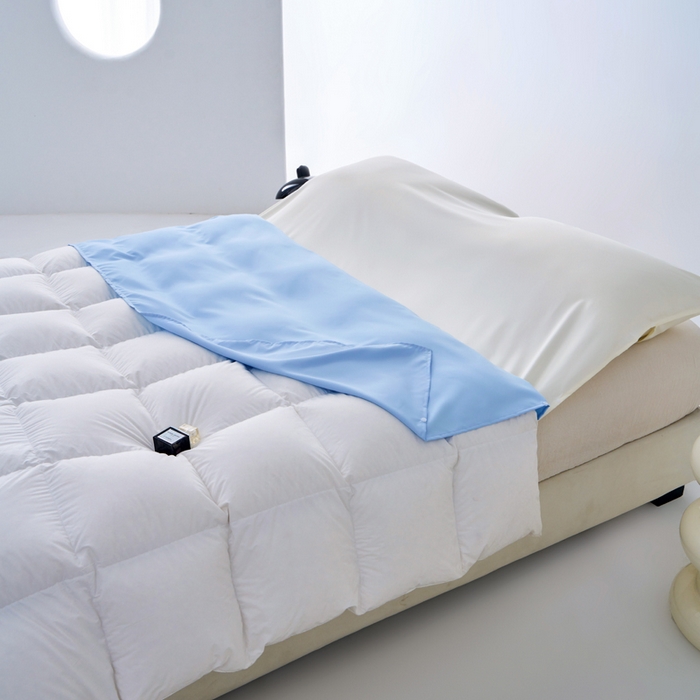 91家纺网 家纺一手货源 找家纺 爱彼家纺 2025新款夏季冰丝纯色旅行睡袋-系列一 睡袋-天蓝+芝士