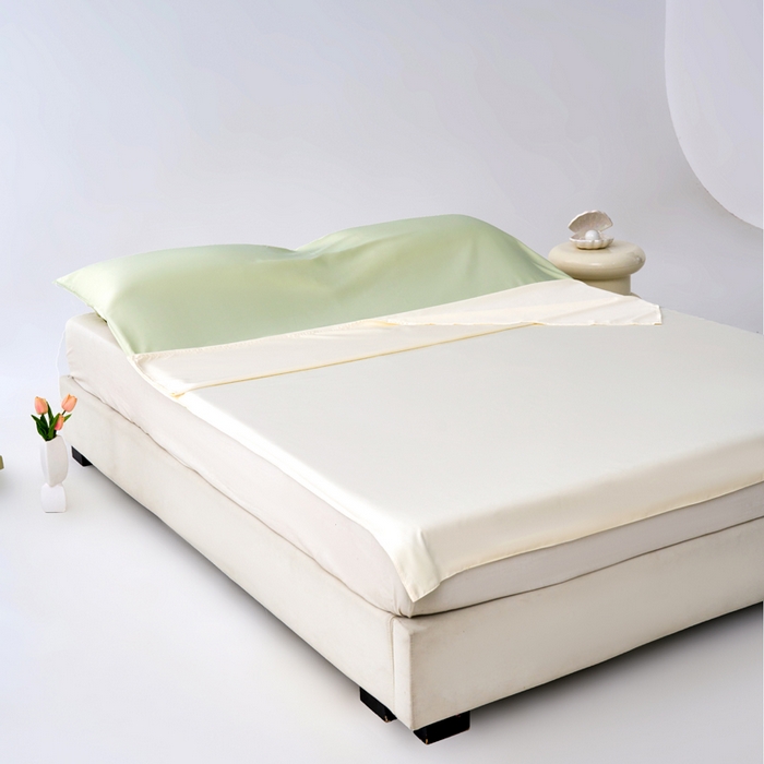 91家纺网 家纺一手货源 找家纺 爱彼家纺 2025新款夏季冰丝纯色旅行睡袋-系列一 睡袋-芝士+果绿