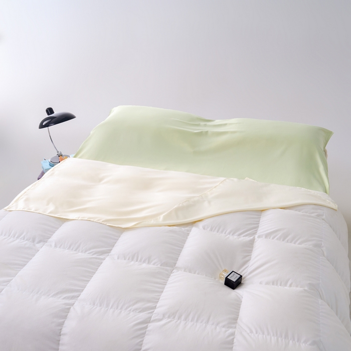 91家纺网 家纺一手货源 找家纺 爱彼家纺 2025新款夏季冰丝纯色旅行睡袋-系列一 睡袋-芝士+果绿