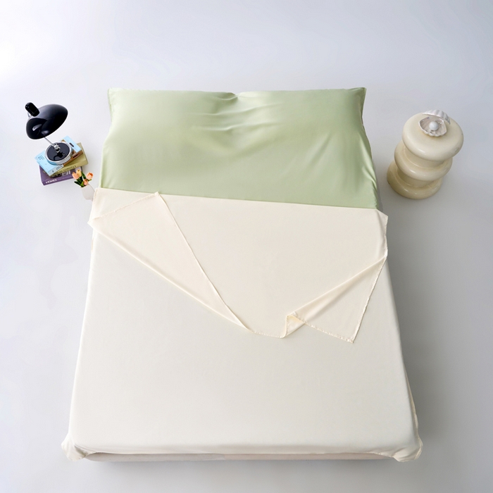 91家纺网 家纺一手货源 找家纺 爱彼家纺 2025新款夏季冰丝纯色旅行睡袋-系列一 睡袋-芝士+果绿