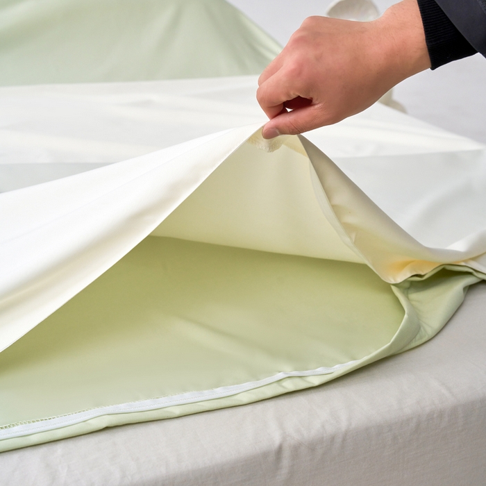 91家纺网 家纺一手货源 找家纺 爱彼家纺 2025新款夏季冰丝纯色旅行睡袋-系列一 睡袋-芝士+果绿