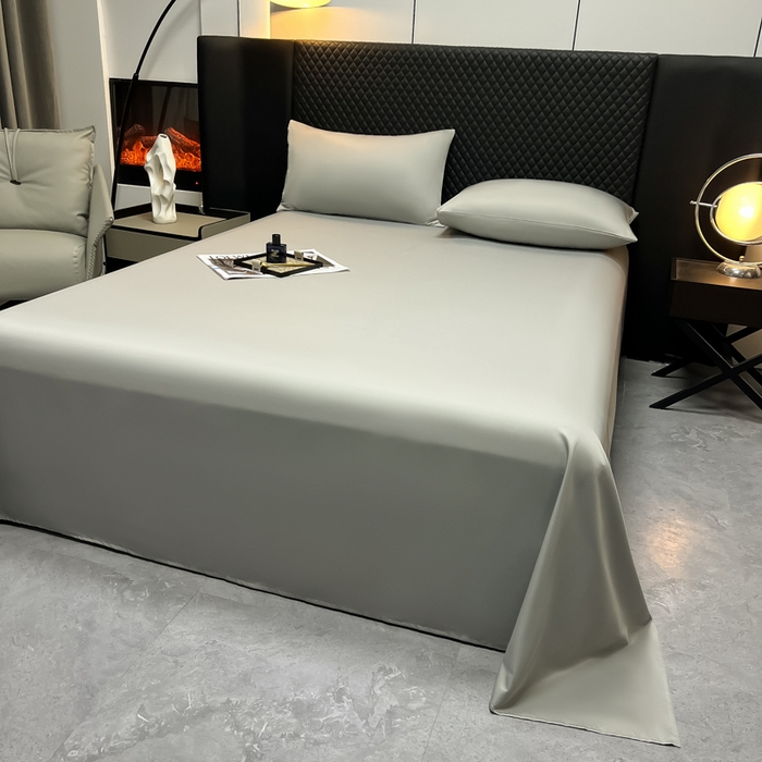 91家纺网 家纺一手货源 找家纺 爱彼家纺 2025水洗冰丝轻奢风床单床单水洗冰丝床单单件 冰丝纯色单床单-银灰