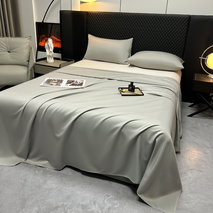 91家纺网 家纺一手货源 找家纺 爱彼家纺 2025水洗冰丝轻奢风床单床单水洗冰丝床单单件 冰丝纯色单床单-银灰