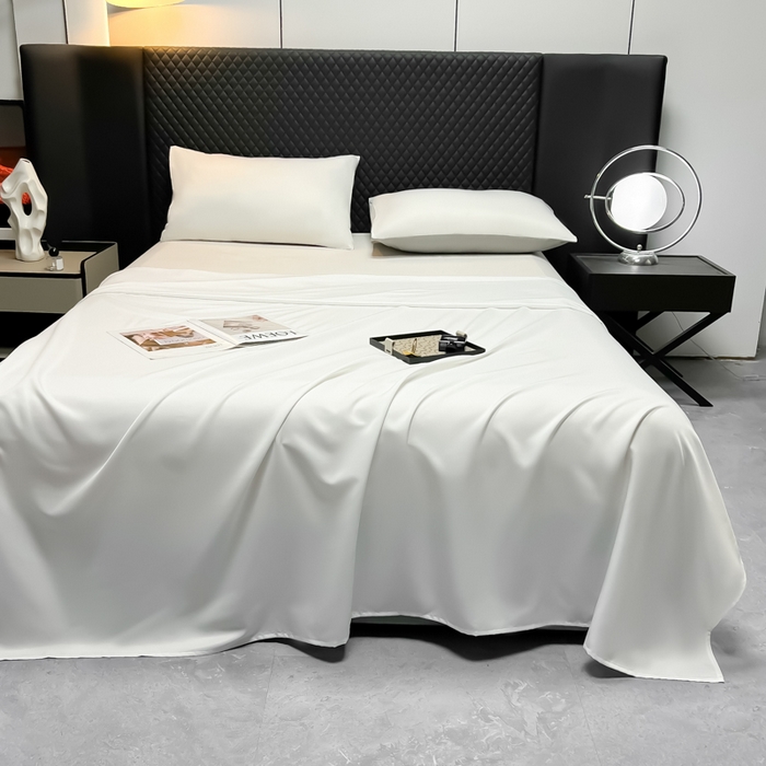 爱彼家纺 2025水洗冰丝轻奢风床单床单水洗冰丝床单单件 冰丝纯色单床单-珍珠白