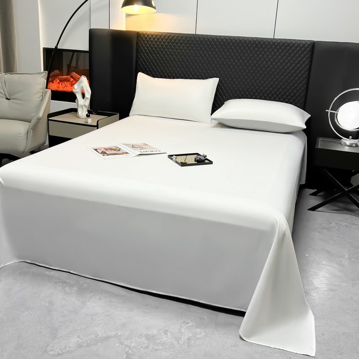 91家纺网 家纺一手货源 找家纺 爱彼家纺 2025水洗冰丝轻奢风床单床单水洗冰丝床单单件 冰丝纯色单床单-珍珠白