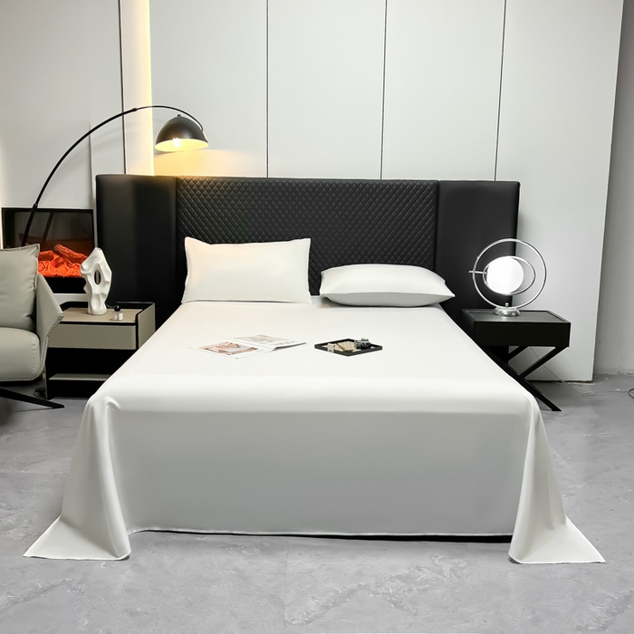 91家纺网 家纺一手货源 找家纺 爱彼家纺 2025水洗冰丝轻奢风床单床单水洗冰丝床单单件 冰丝纯色单床单-珍珠白