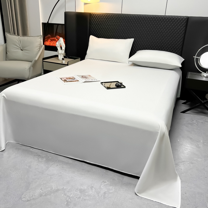 91家纺网 家纺一手货源 找家纺 爱彼家纺 2025水洗冰丝轻奢风床单床单水洗冰丝床单单件 冰丝纯色单床单-珍珠白