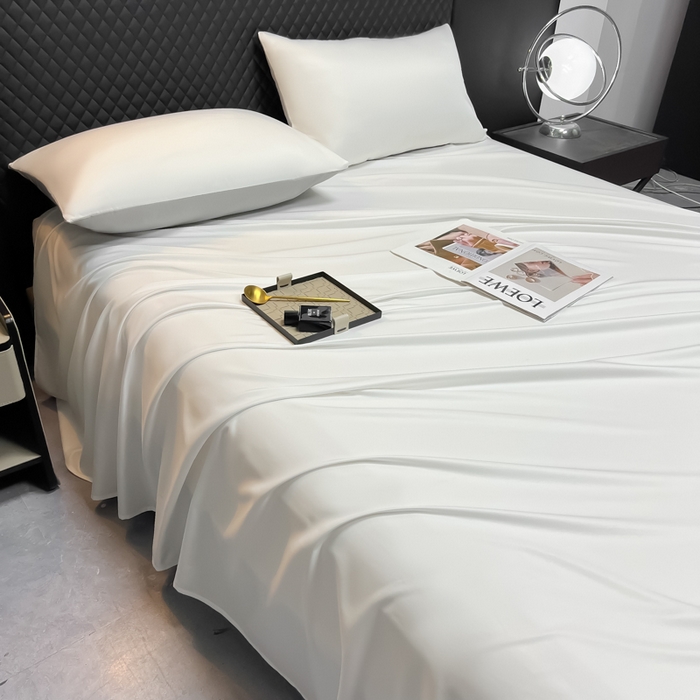 91家纺网 家纺一手货源 找家纺 爱彼家纺 2025水洗冰丝轻奢风床单床单水洗冰丝床单单件 冰丝纯色单床单-珍珠白