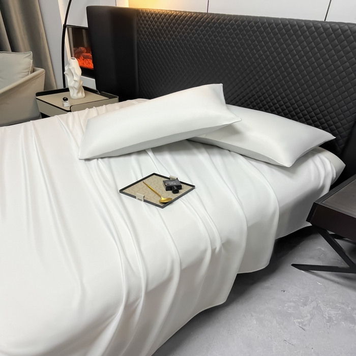 91家纺网 家纺一手货源 找家纺 爱彼家纺 2025水洗冰丝轻奢风床单床单水洗冰丝床单单件 冰丝纯色单床单-珍珠白