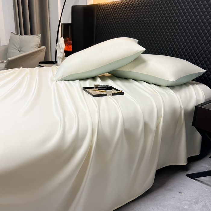 91家纺网 家纺一手货源 找家纺 爱彼家纺 2025水洗冰丝轻奢风床单床单水洗冰丝床单单件 冰丝纯色单床单-芝士