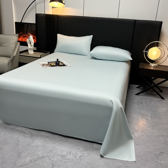 91家纺网 家纺一手货源 找家纺 爱彼家纺 2025水洗冰丝轻奢风床单床单水洗冰丝床单单件 冰丝纯色单床单-碧湖兰