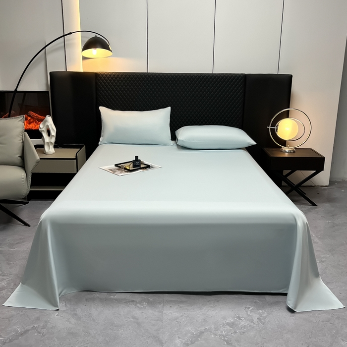 91家纺网 家纺一手货源 找家纺 爱彼家纺 2025水洗冰丝轻奢风床单床单水洗冰丝床单单件 冰丝纯色单床单-碧湖兰