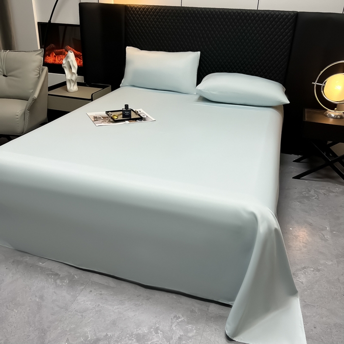 91家纺网 家纺一手货源 找家纺 爱彼家纺 2025水洗冰丝轻奢风床单床单水洗冰丝床单单件 冰丝纯色单床单-碧湖兰